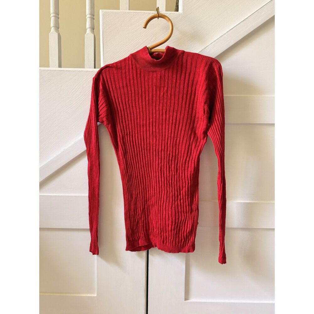 Ana Gray 100% Silk Ribbed Mock Neck Sweater — Size M